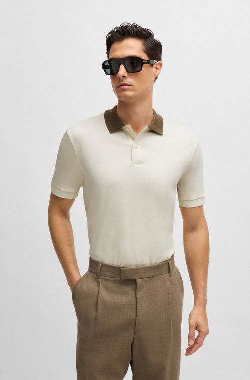 Polo Slim De Algodão Mercerizado Com Riscas
