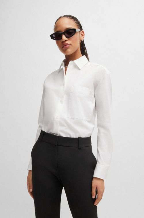 Blusa Oversized De Lona De Algodão Com Logo