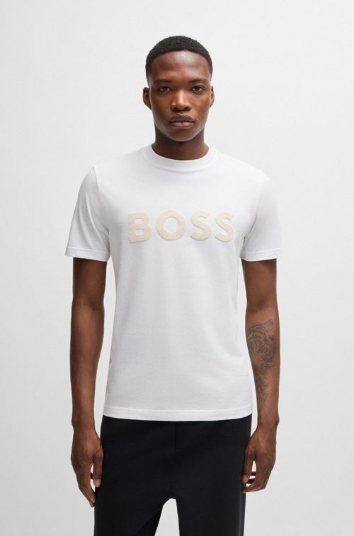 Camiseta De Algodão Com Logo Espelhado