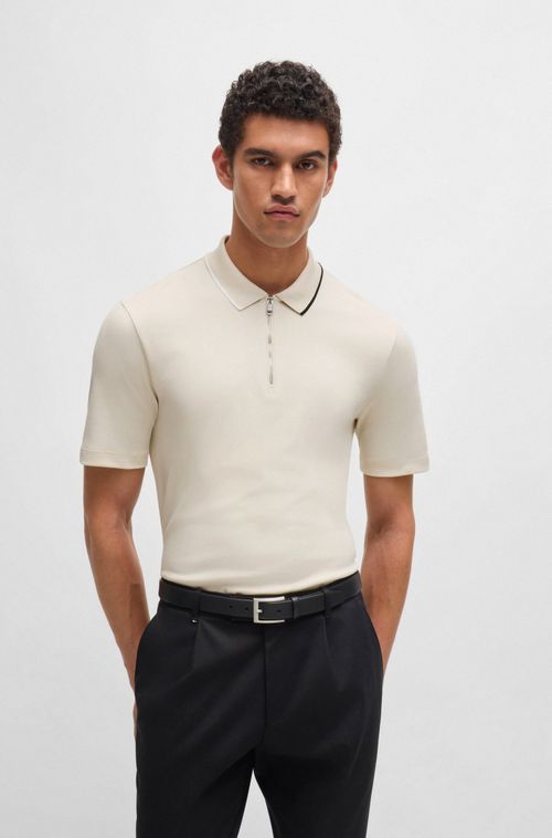 Polo Com Zíper De Algodão Interlock