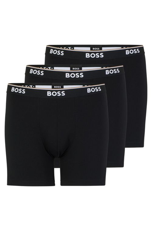 Conjunto Três Cuecas Boxers Em Algodão Elástico Com Logo