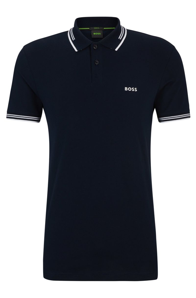 Polo Slim Em Algodão Elástico Com Marca