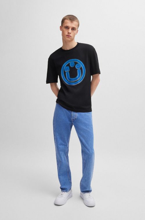 Camiseta De Algodão Terry Com Logo Smiley-Face