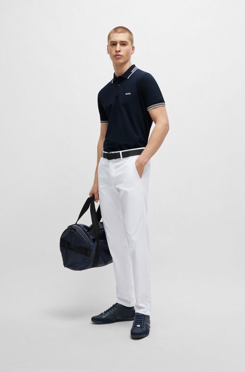 Polo Slim Em Algodão Elástico Com Marca
