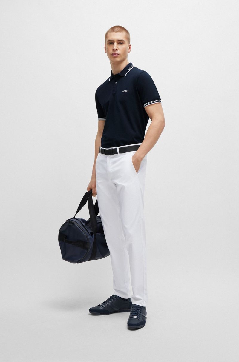 Polo Slim Em Algodão Elástico Com Marca