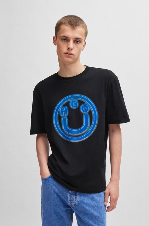 Camiseta De Algodão Terry Com Logo Smiley-Face