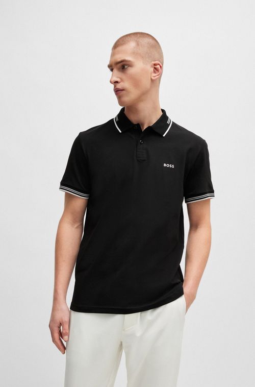 Polo Slim Em Algodão Elástico Com Marca