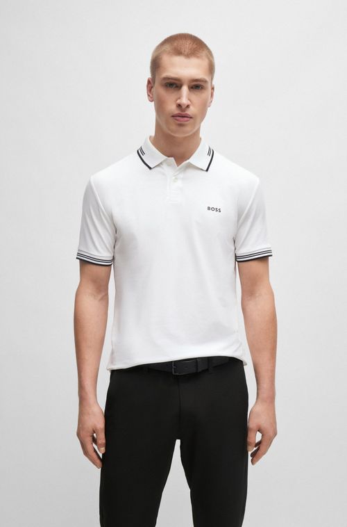 Polo Slim Em Algodão Elástico Com Marca