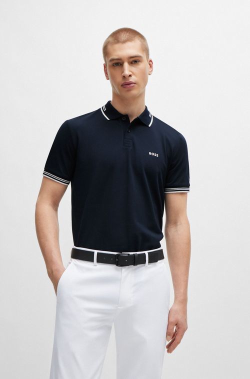 Polo Slim Em Algodão Elástico Com Marca