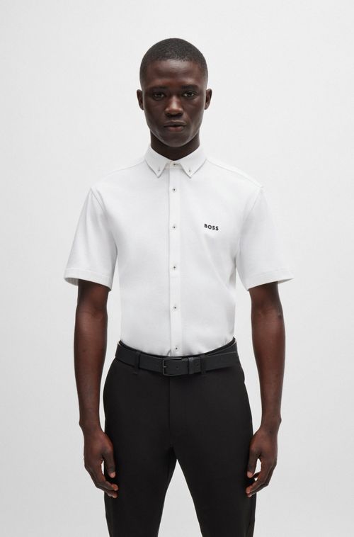 Camisa Regular Em Algodão Resistente Aos Vincos