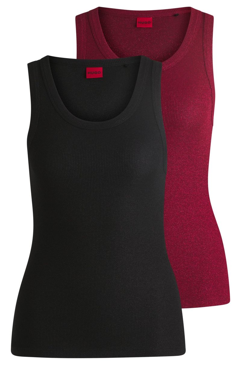 Conjunto De Dois Tops Com Alças Brilhantes E Logo
