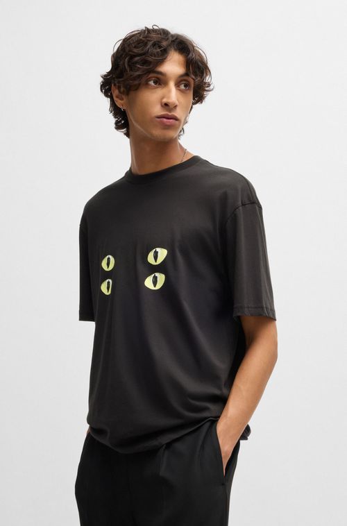 Camiseta Em Jersey De Algodão Com Motivo De Olho De Gato