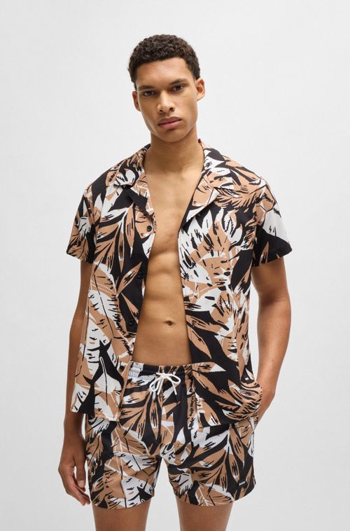 Camisa De Praia Regular Com Estampado Sazonal