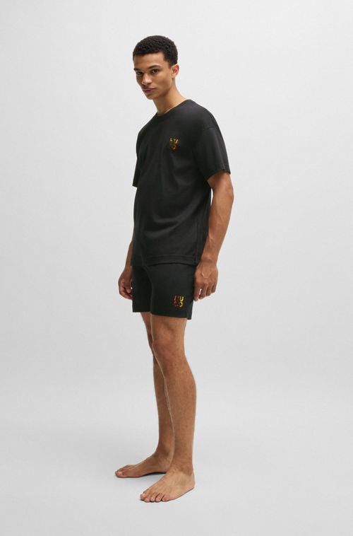 Pijama Em Algodão Interlock Com Estampa De Logo