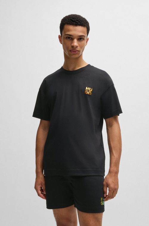 Pijama Em Algodão Interlock Com Estampa De Logo