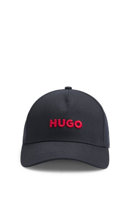 Boné De Sarja De Algodão Com Logo Na Frente E Viseira
