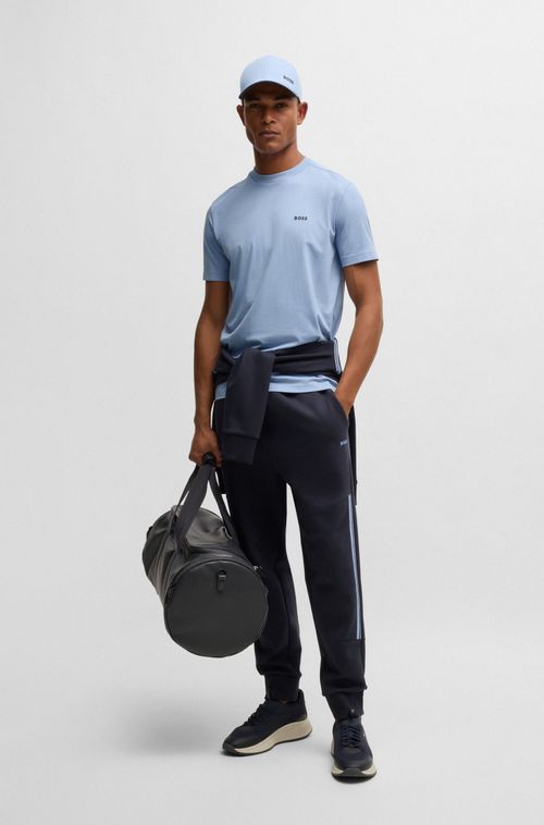 Camiseta Regular De Algodão Elástico Com Logo Contrastante