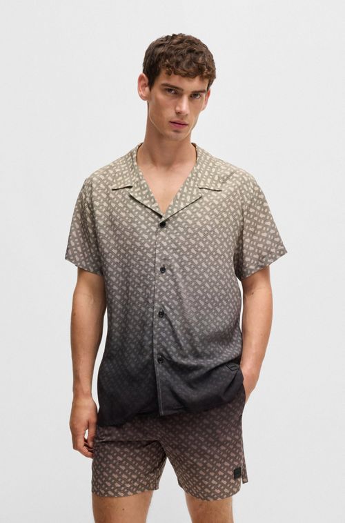 Camisa Regular Com Estampa De Monograma Degradê