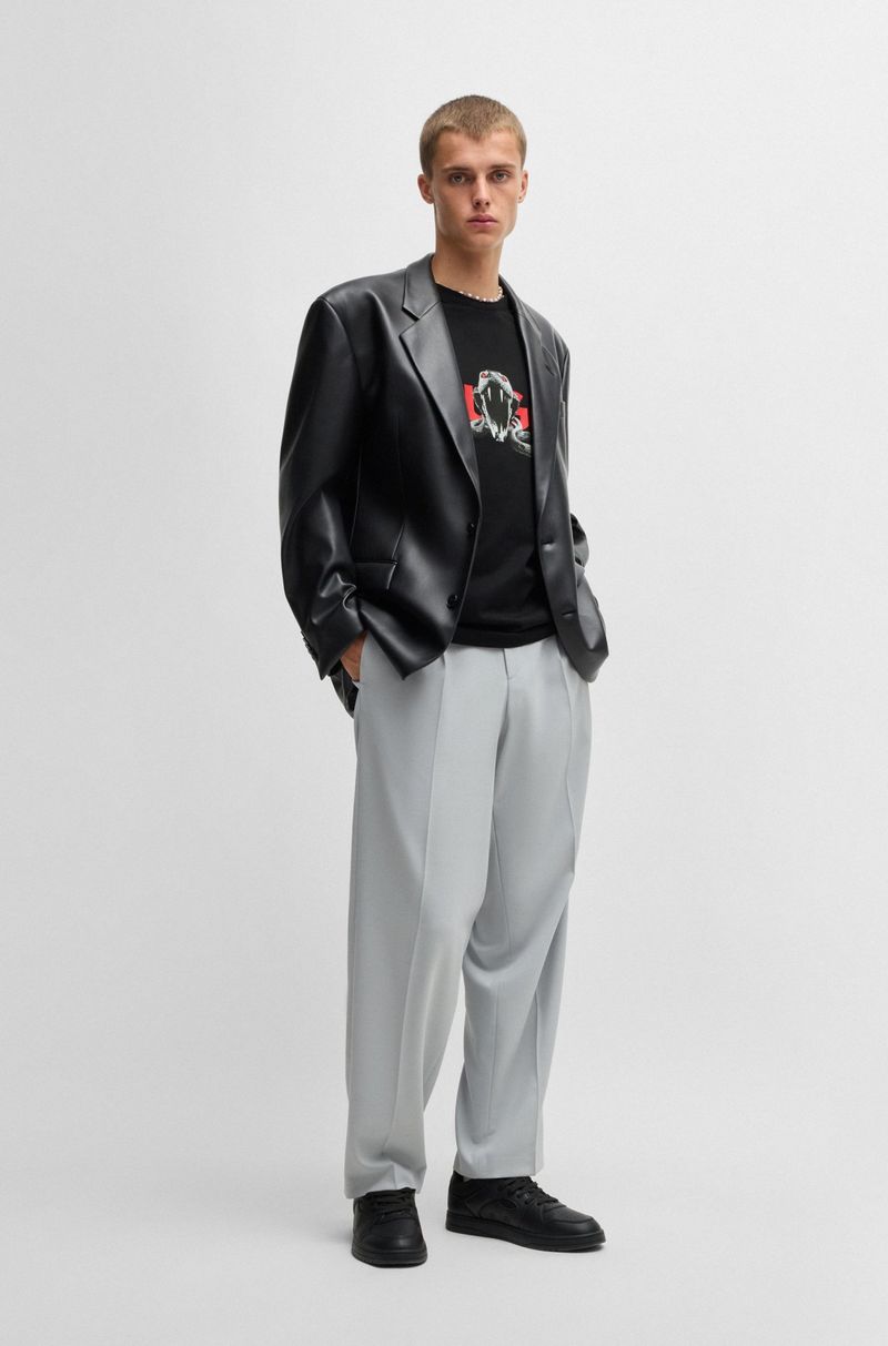 Camiseta Oversized De Algodão Com Gráfico Animal