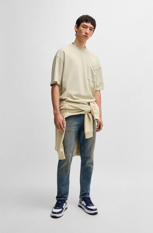 Camiseta De Algodão Com Costuras Verticais