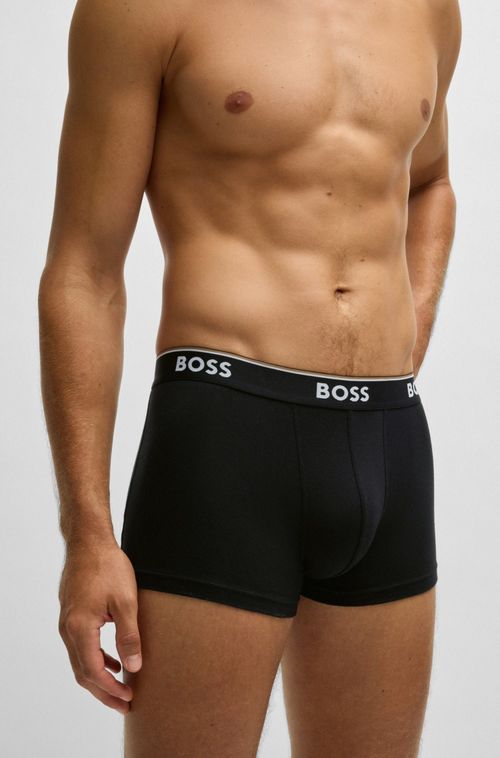 Pack De Três Boxers De Cintura Com Logo De Algodão Elástico