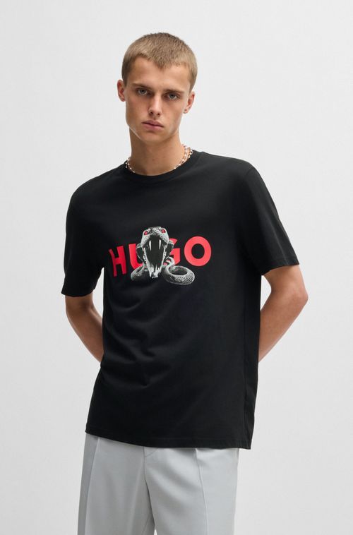 Camiseta Oversized De Algodão Com Gráfico Animal