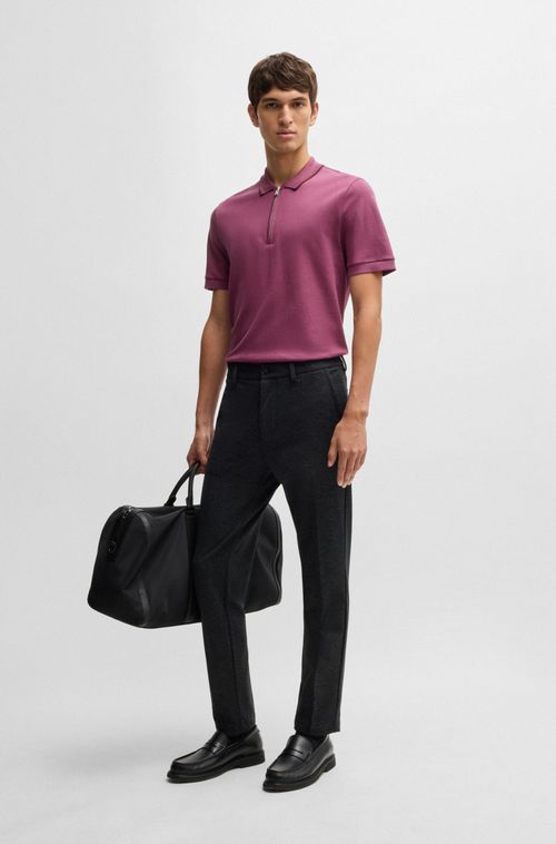 Polo De Algodão Estruturado Com Fecho