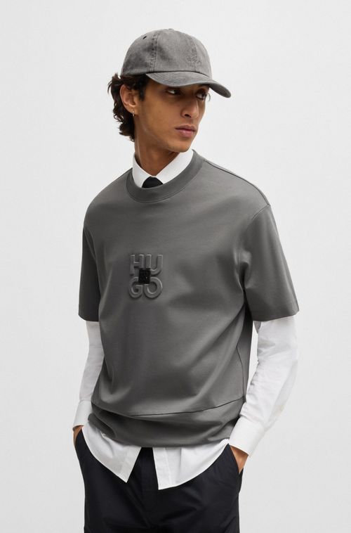 Camiseta De Algodão Com Logos Sobrepostos