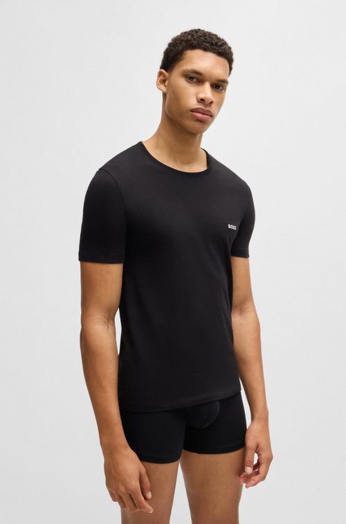 Pack De Três Camisetas Interiores De Algodão Com Logo Bordado