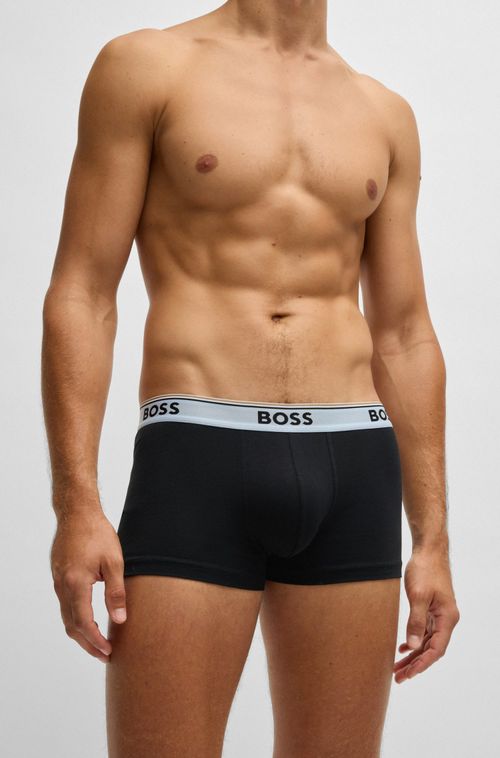 Pack De Três Boxers De Algodão Elástico Com Logo Na Cintura