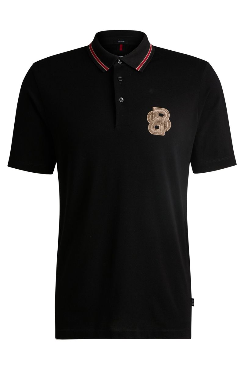 Polo De Algodão Mercerizado Com Monograma Double B