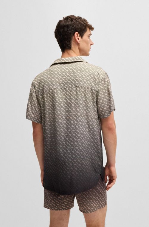 Camisa Regular Com Estampa De Monograma Degradê