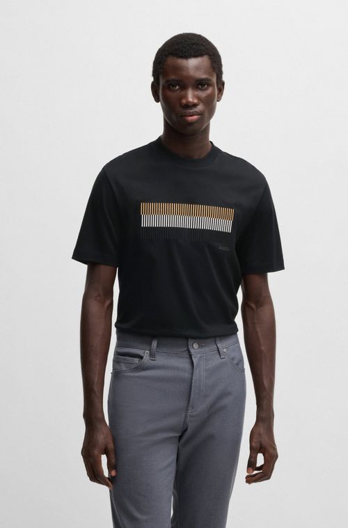 Camiseta De Algodão Mercerizado Com Motivo Da Marca