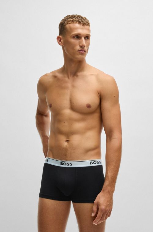 Pack De Três Boxers De Algodão Elástico Com Logo Na Cintura