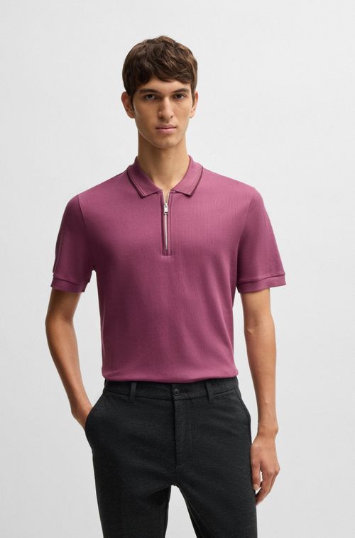Polo De Algodão Estruturado Com Fecho