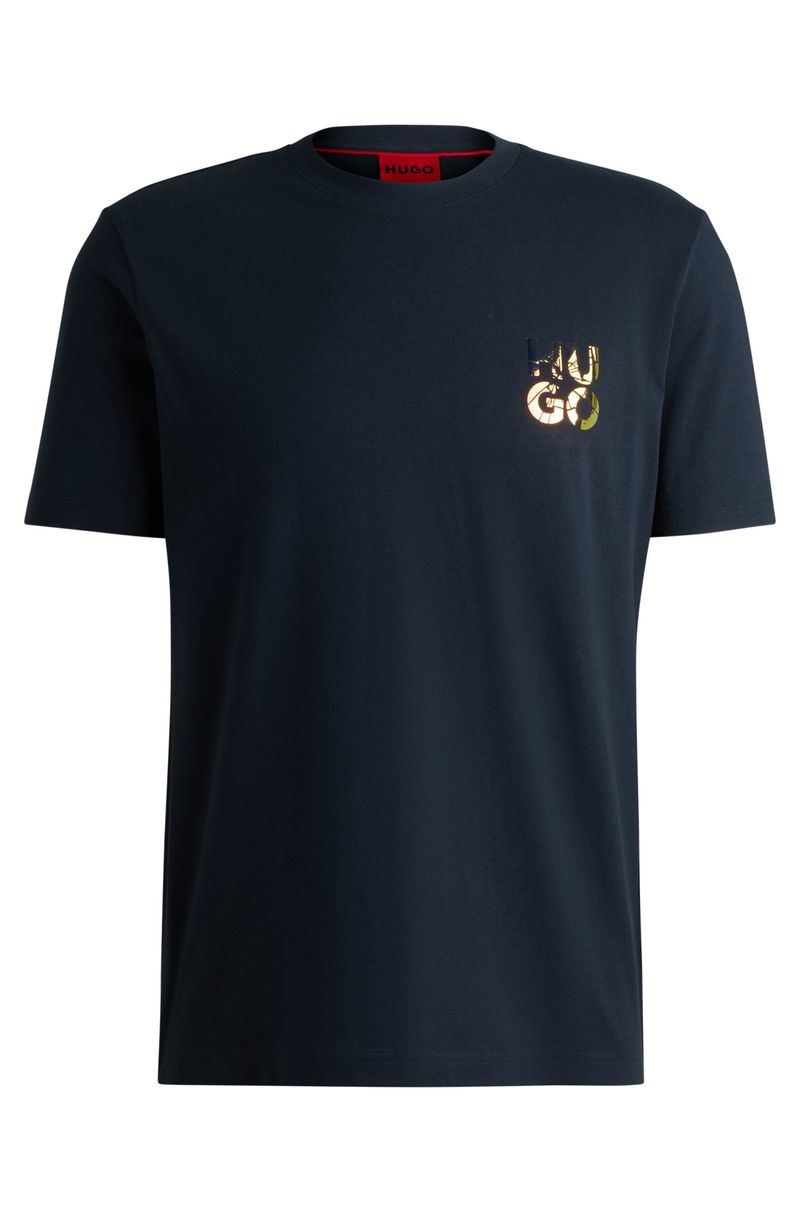 Camiseta De Algodão Com Logo Sobreposto