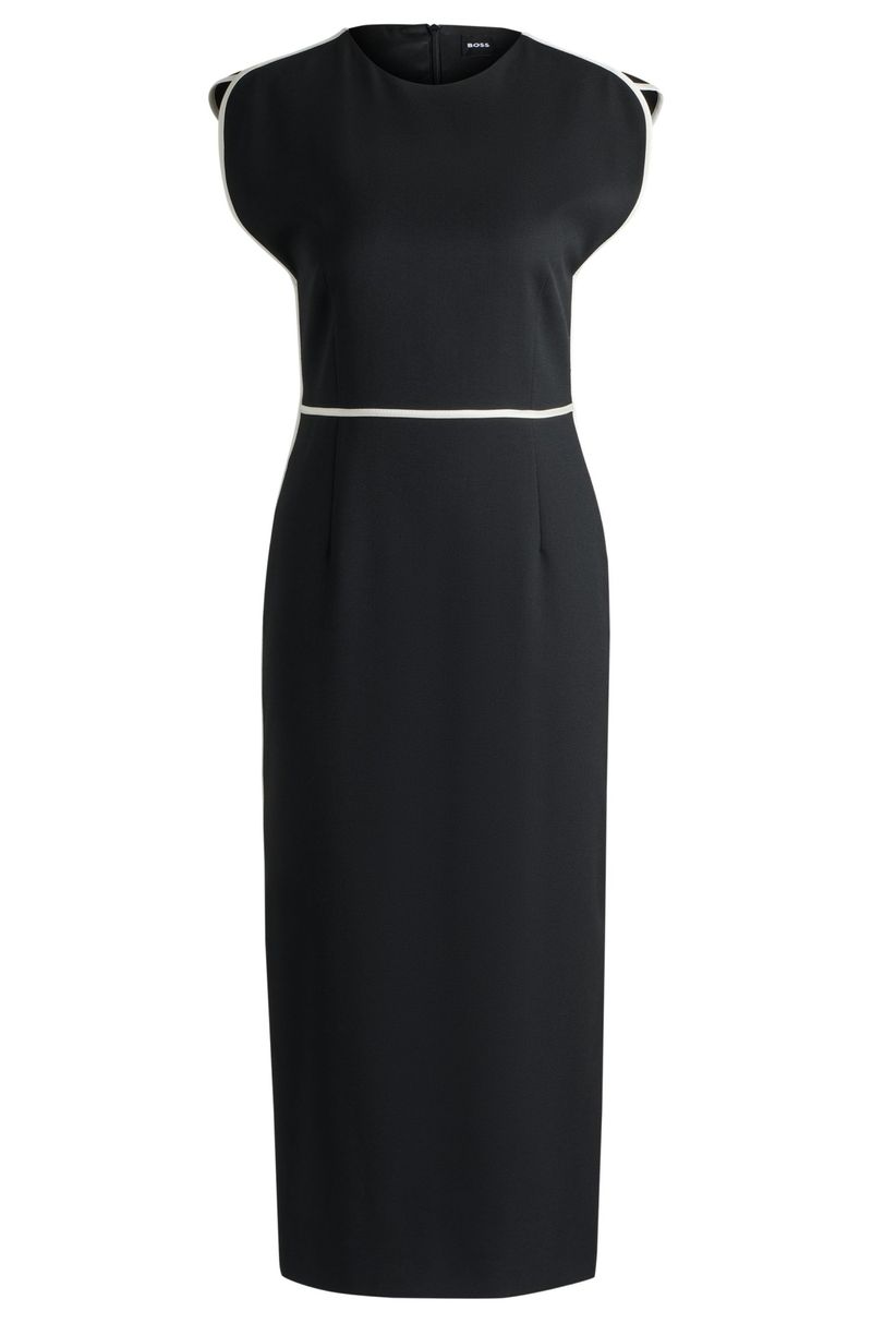 Vestido De Lã Com Riscas Contrastantes