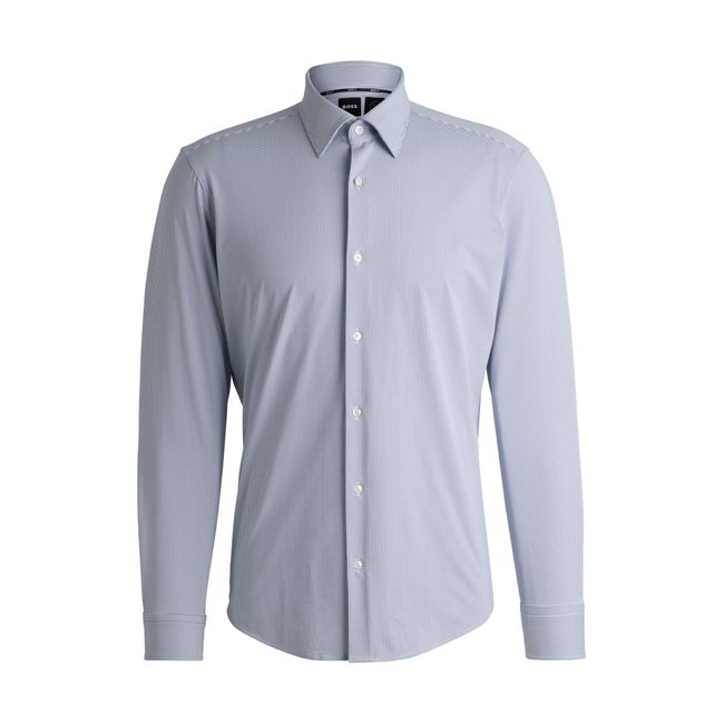 Camisa Regular De Tecido Elástico Estruturado