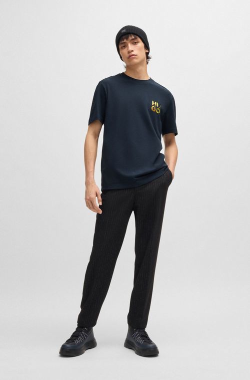 Camiseta De Algodão Com Logo Sobreposto
