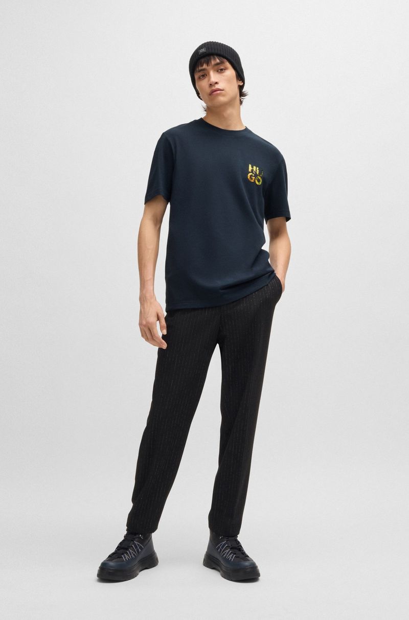 Camiseta De Algodão Com Logo Sobreposto