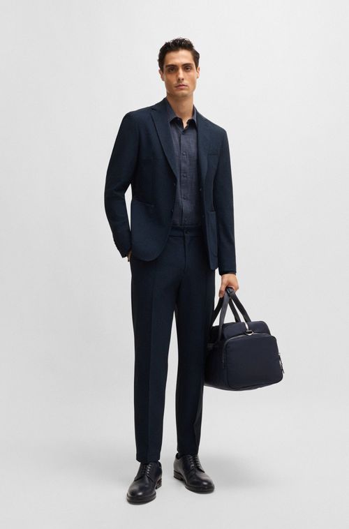 Blazer Slim De Tecido Elástico Com Micropadrão