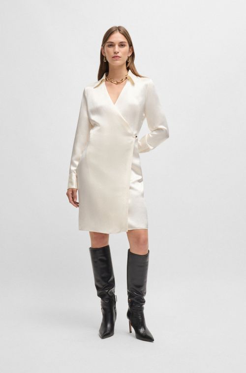 Vestido Transpassado Com Colarinho