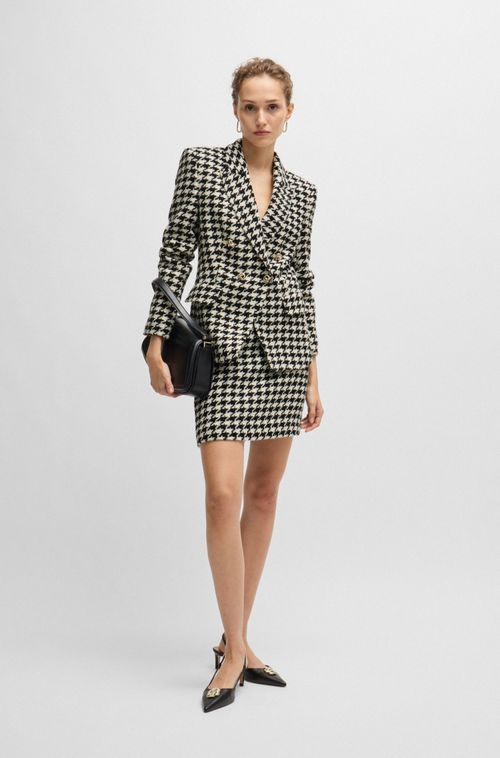 Blazer Slim De Tecido Houndstooth Metálico