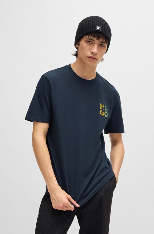 Camiseta De Algodão Com Logo Sobreposto