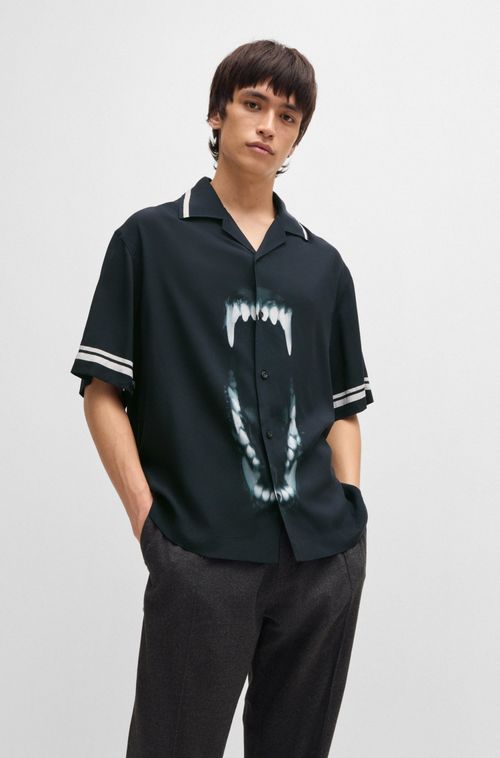 Camisa Larga Com Estampa Animal E Riscas