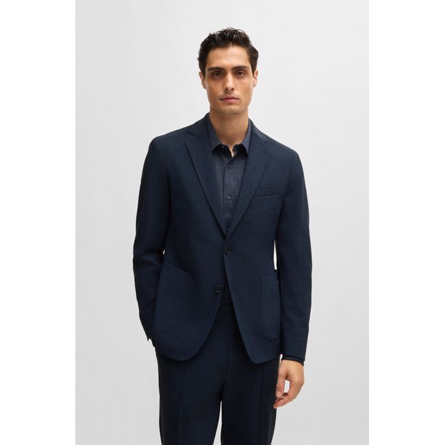 Blazer Slim De Tecido Elástico Com Micropadrão