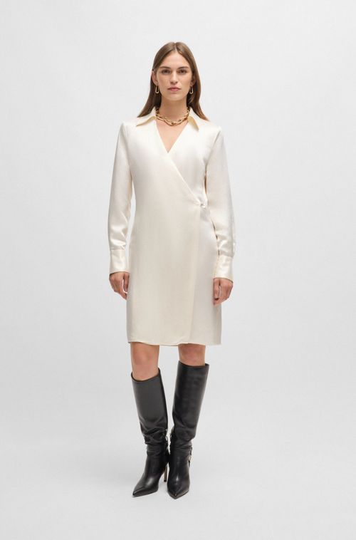 Vestido Transpassado Com Colarinho
