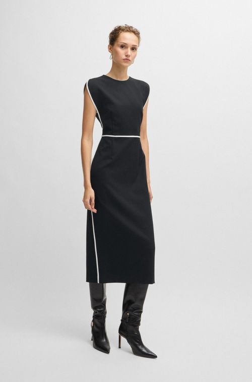 Vestido De Lã Com Riscas Contrastantes