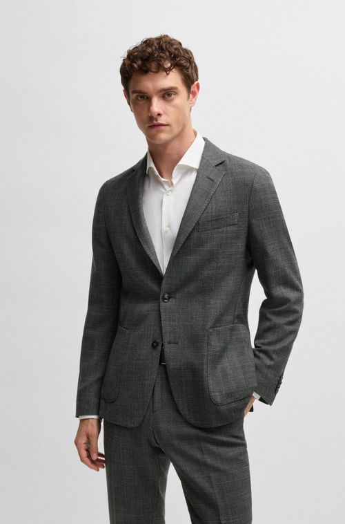 Blazer Slim De Tecido Elástico Com Micropadrão