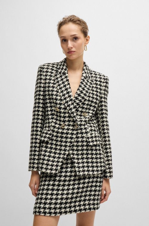 Blazer Slim De Tecido Houndstooth Metálico